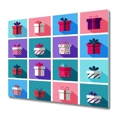 Planche à découper verre Cadeaux colorés