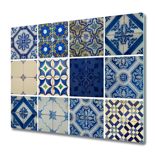 Protection plaque induction Carreaux bleus portugais