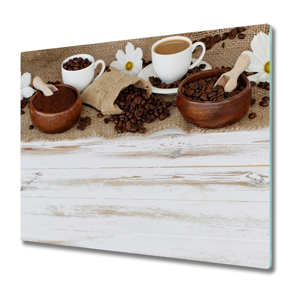 Protection pour plaque de cuisson Tasses à café et fleurs