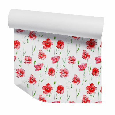 Papier peint Aquarelle fleurs coquelicots décoratifs