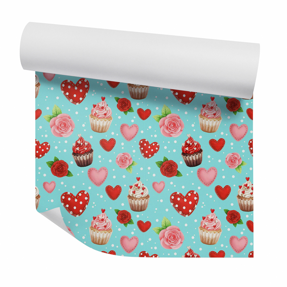 Papier peint Cœurs en bonbons et petits gâteaux aux pois
