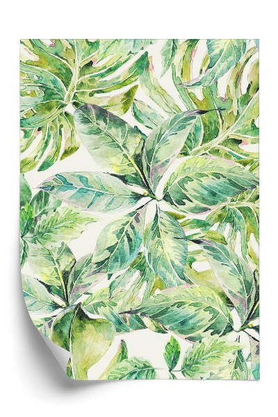 Papier peint Aquarelle de feuilles exotiques