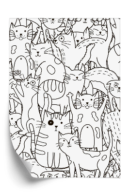 Papier peint Chats sur fond noir et blanc
