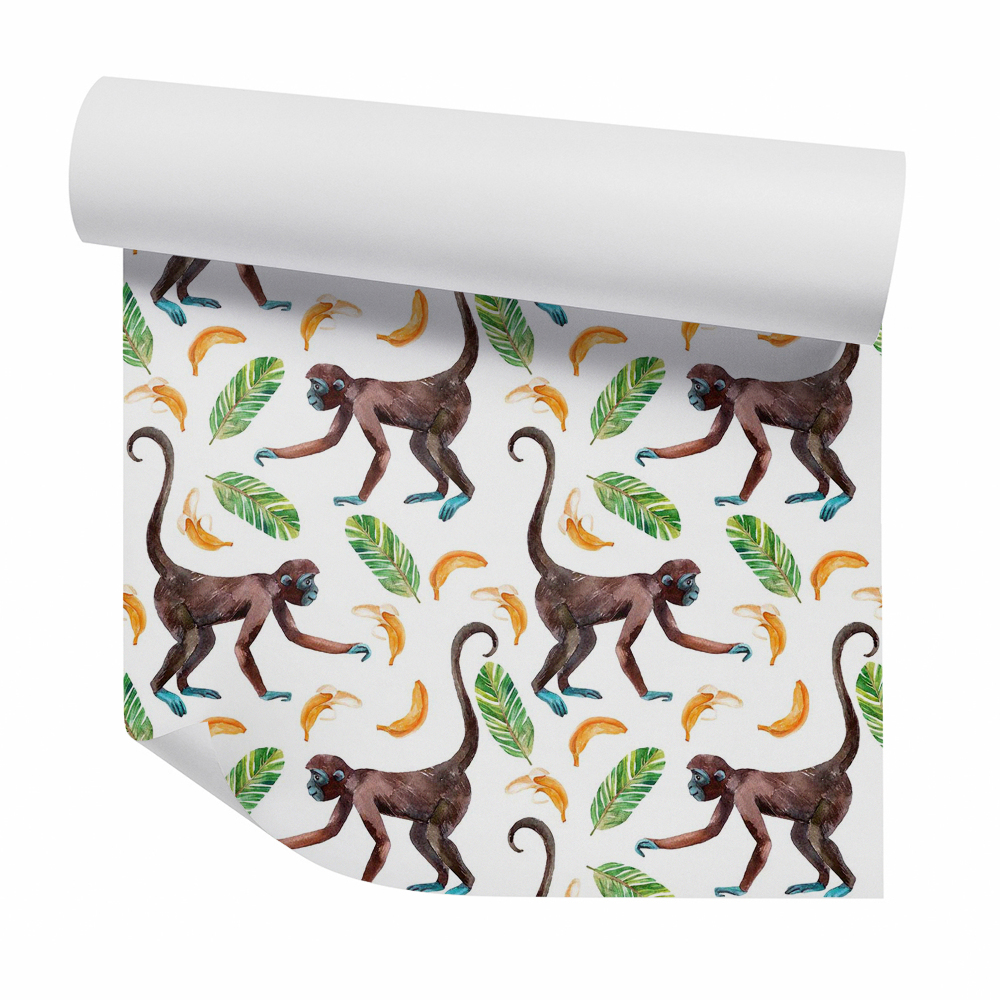Papier peint Mignons singes et bananes