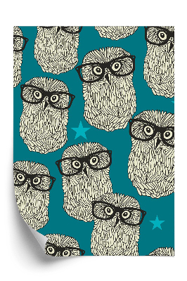 Papier peint Hiboux hipster avec lunettes