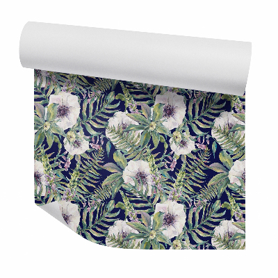 Papier peint Fleurs tropicales blanches abstraites
