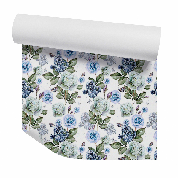 Papier peint Roses bleues sur tige abstraites