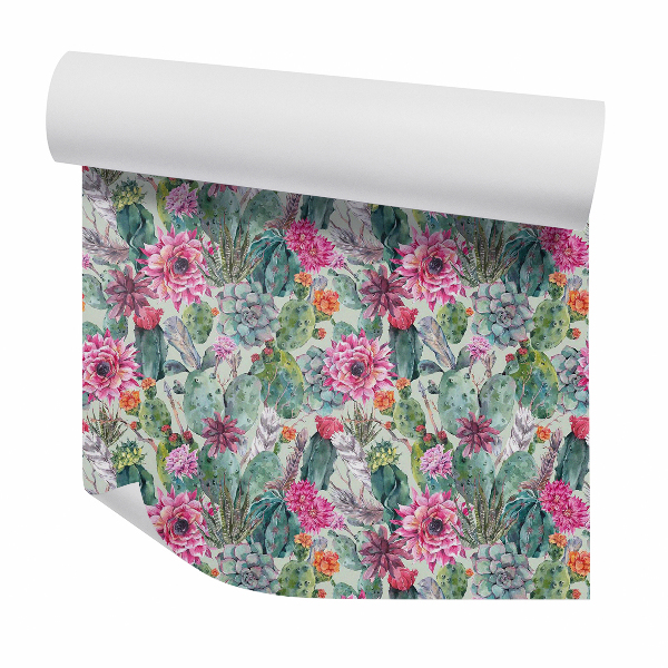 Papier peint Fleurs de cactus et coton