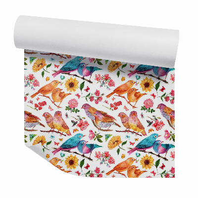 Papier peint Oiseaux et fleurs colorés
