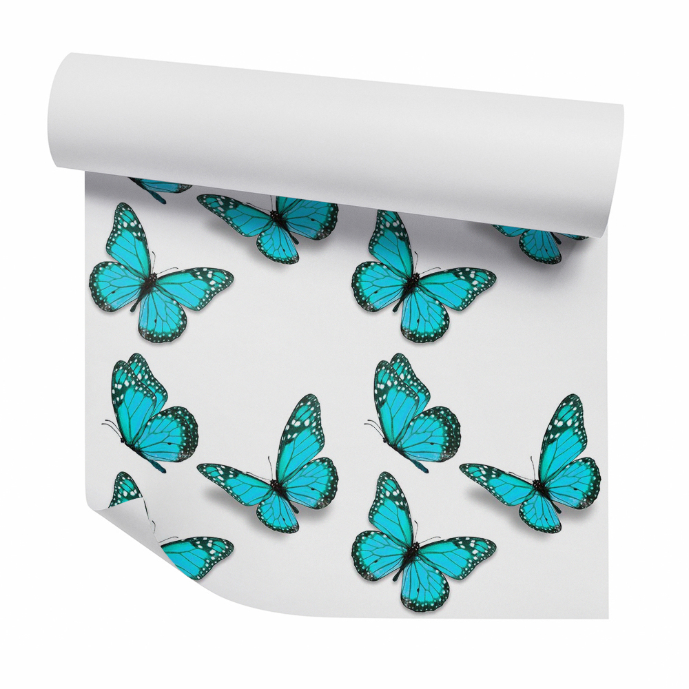 Papier peint Beaux papillons réalistes bleus