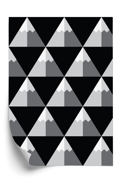 Papier peint Motif géométrique de montagnes en noir et blanc