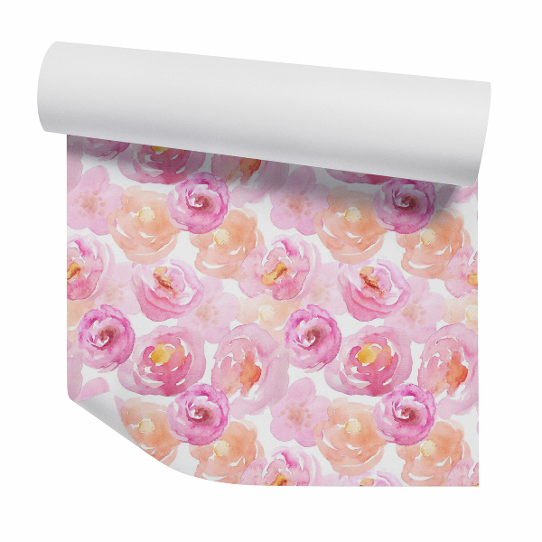 Papier peint Fleurs roses abstraites au pastel