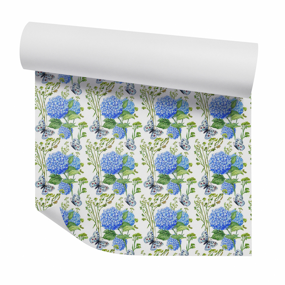 Papier peint Hortensias bleus en fleurs