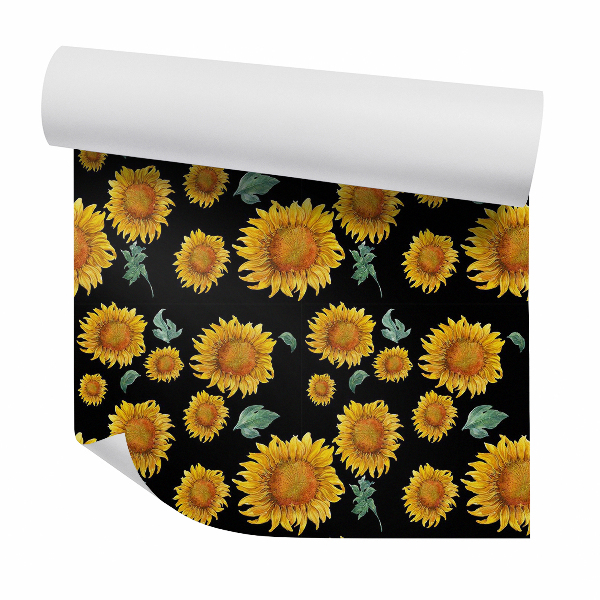 Papier peint Tournesols et feuilles