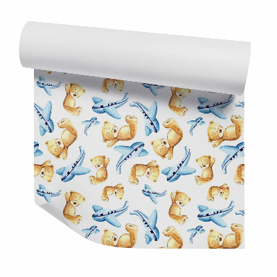 Papier peint Avions et ours en peluche