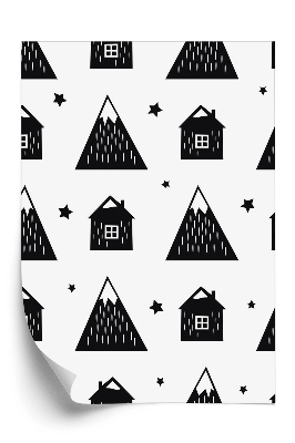 Papier peint Maison et montagnes