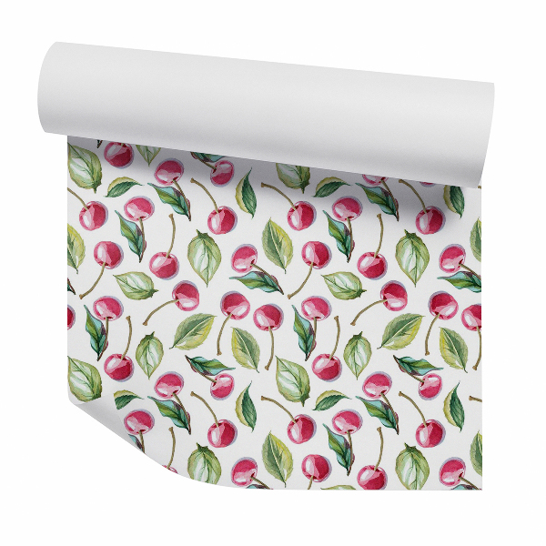 Papier peint Cerises avec feuilles