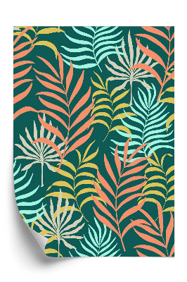 Papier peint Motif uniforme avec feuilles tropicales dessinées à la main