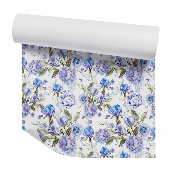 Papier peint Fleurs bleues abstraites