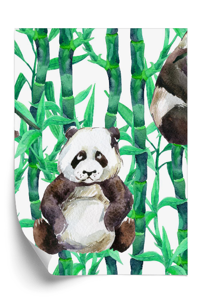 Papier peint Panda dans une forêt de bambous