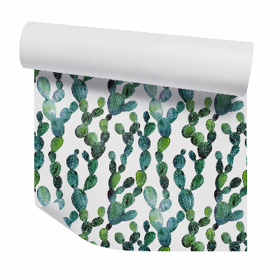 Papier peint Cactus vert dans des points blancs