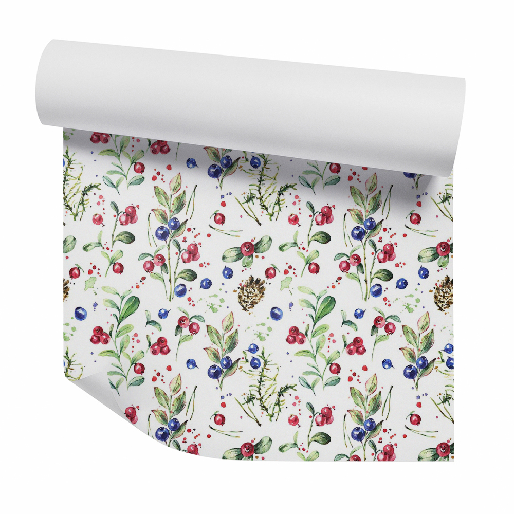 Papier peint Canneberges à l'aquarelle sur des brindilles