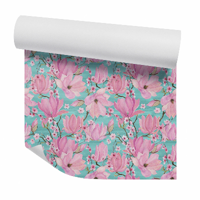 Papier peint Fleurs de magnolia roses sur des branches