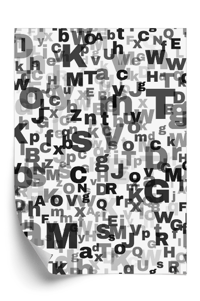 Papier peint Alphabet répétitif sur fond noir et blanc