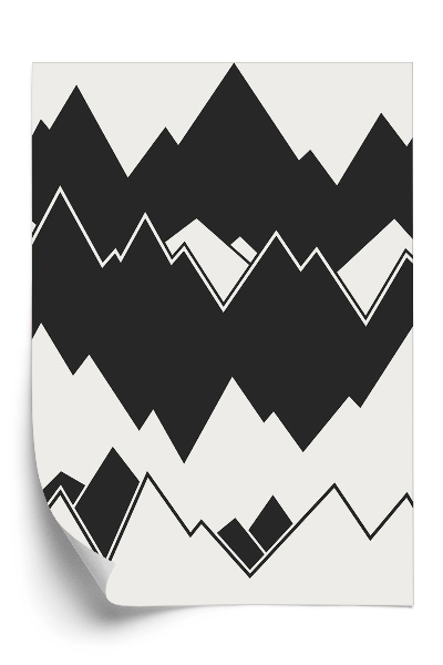 Papier peint Motif de montagne en noir et blanc