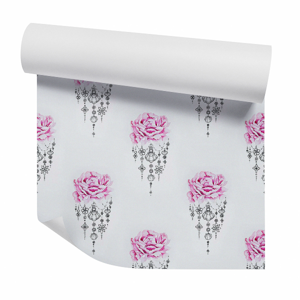 Papier peint Rose peinte avec motif décoratif