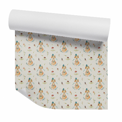 Papier peint Renard parmi les feuilles dans la forêt