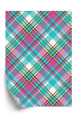 Papier peint Carreaux bleu rose