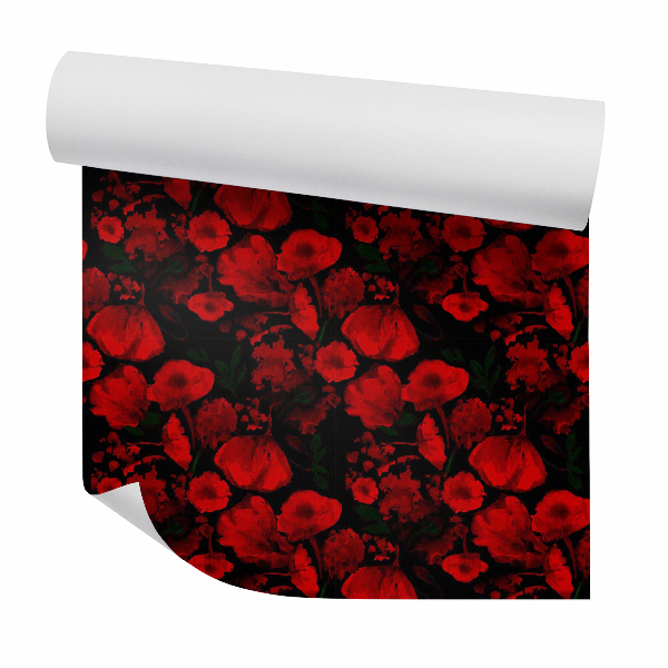 Papier peint Fleurs décoratives rouges