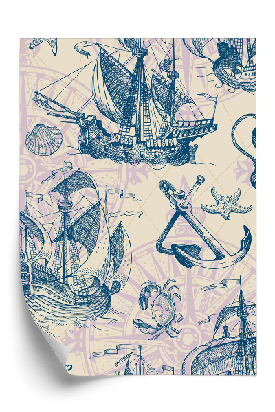 Papier peint Motifs marins bateau