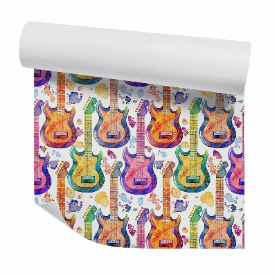 Papier peint Guitares colorées à l'aquarelle