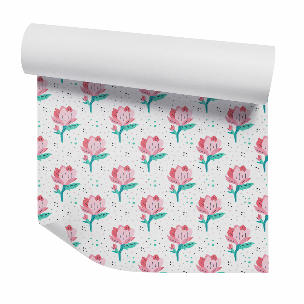 Papier peint Dessin de fleurs roses