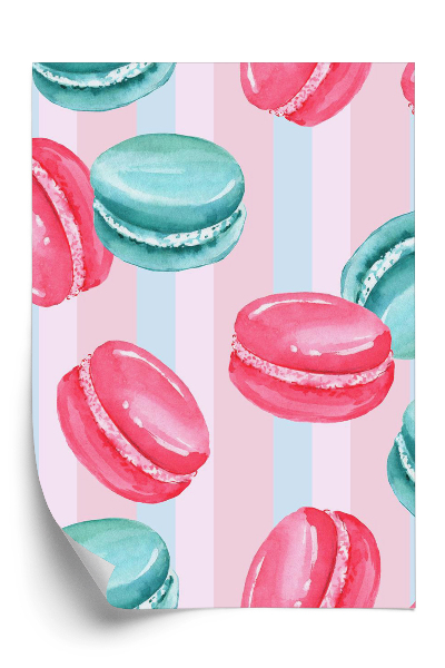 Papier peint Macarons roses et bleus