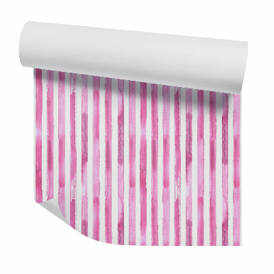 Papier peint Rayures verticales roses à l'aquarelle