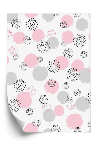 Papier peint Motif de cercles roses et gris