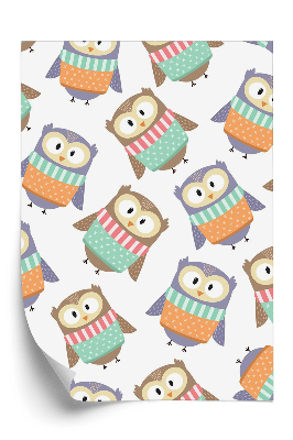 Papier peint Doux hiboux colorés