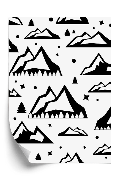 Papier peint Montagnes noires et blanches