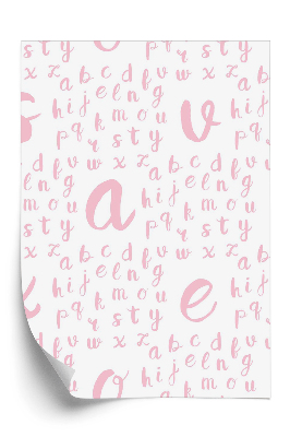 Papier peint Lettres de l'alphabet en rose vif