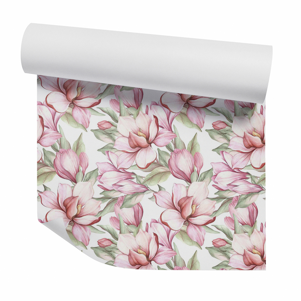 Papier peint Fleurs de magnolia délicatement roses