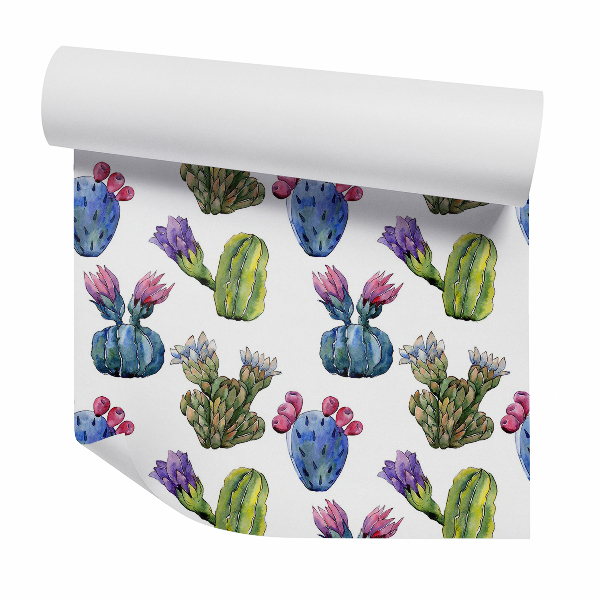 Papier peint Cactus vert et bleu