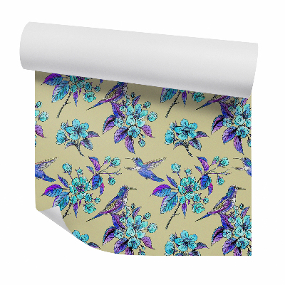 Papier peint Fleurs et oiseaux lumineux