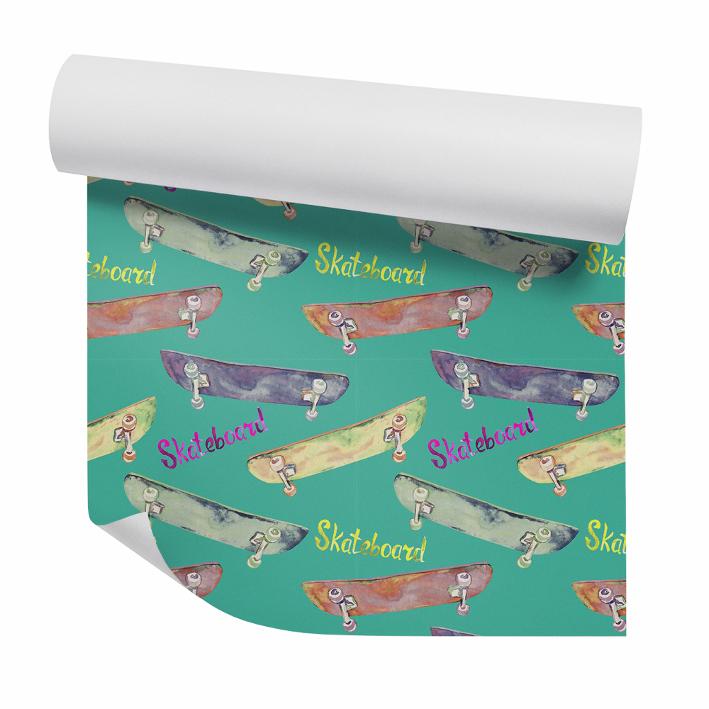 Papier peint Planches à roulettes aquarellées