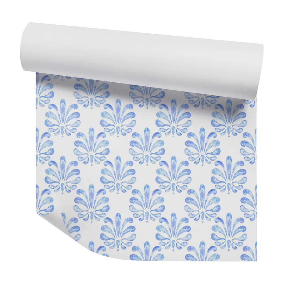 Papier peint Motif floral bleu décoratif