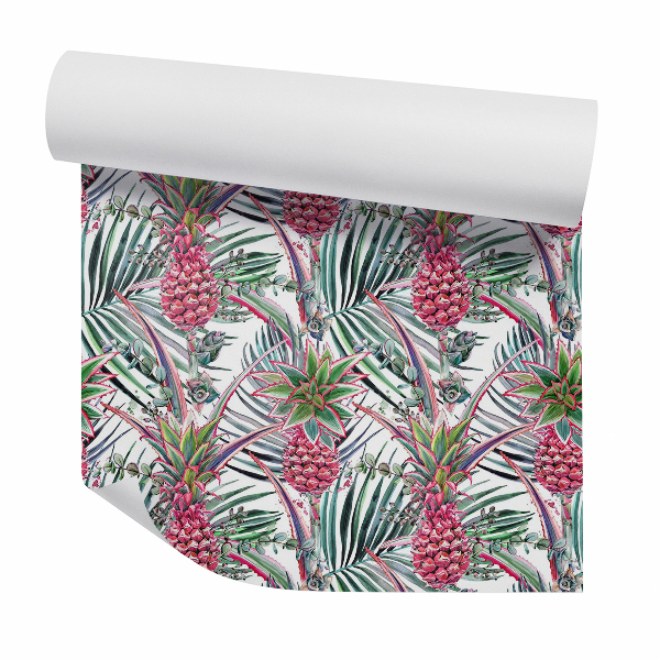 Papier peint Ananas tropical rose