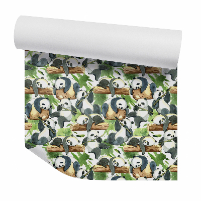 Papier peint Pandas endormis sur un bambou