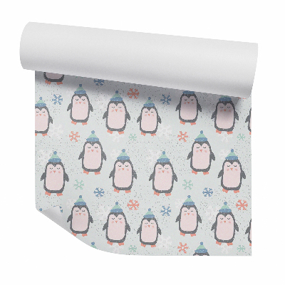 Papier peint Mignons pingouins en casquette